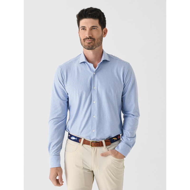 Peter Millar Crown Crafted Men’s Excursionist Flex Thin Stripe Sport Shirt