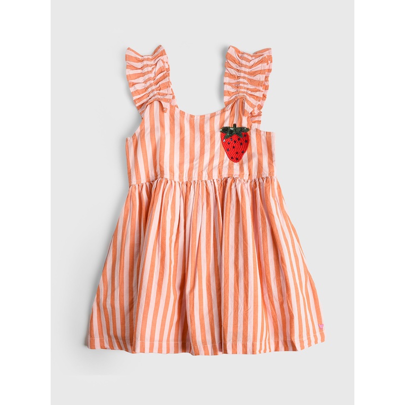 Pink Chicken Girls’ Via Dress|3Y|4Y|5Y|6Y|7Y|8Y|10Y|ORANGE PINK STRIPE