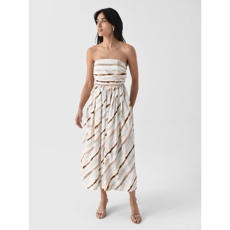ALC Women’s Tara Striped Strapless Midi Dress