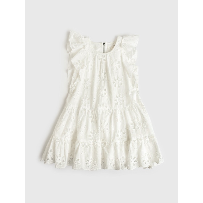 Hannah Banana Girls’ Flutter Sleeve Tiered Eyelet Dress