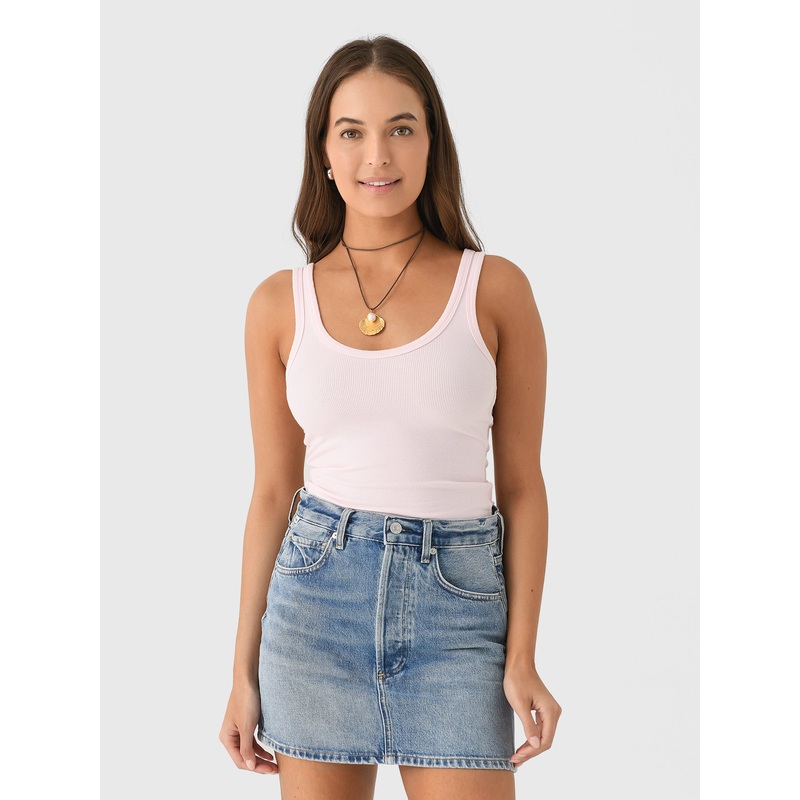 Asher Women’s Mila Rib Tank|XS|S|M|L|LEMON|SOFT PINK