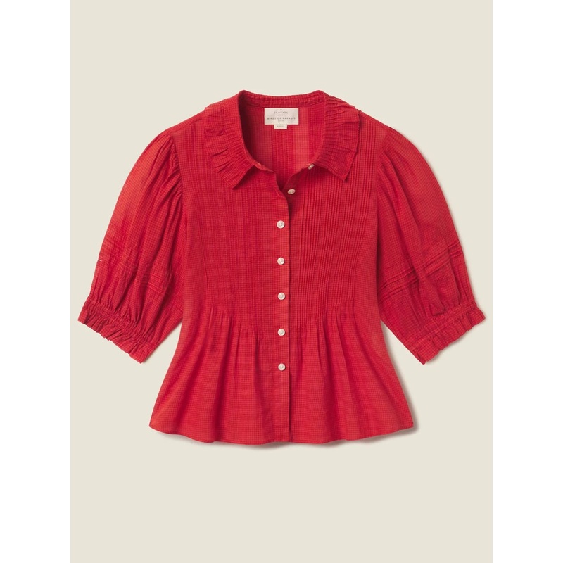 Trovata Women’s Jess Blouse|XS|S|M|L|CRIMSON CHECK