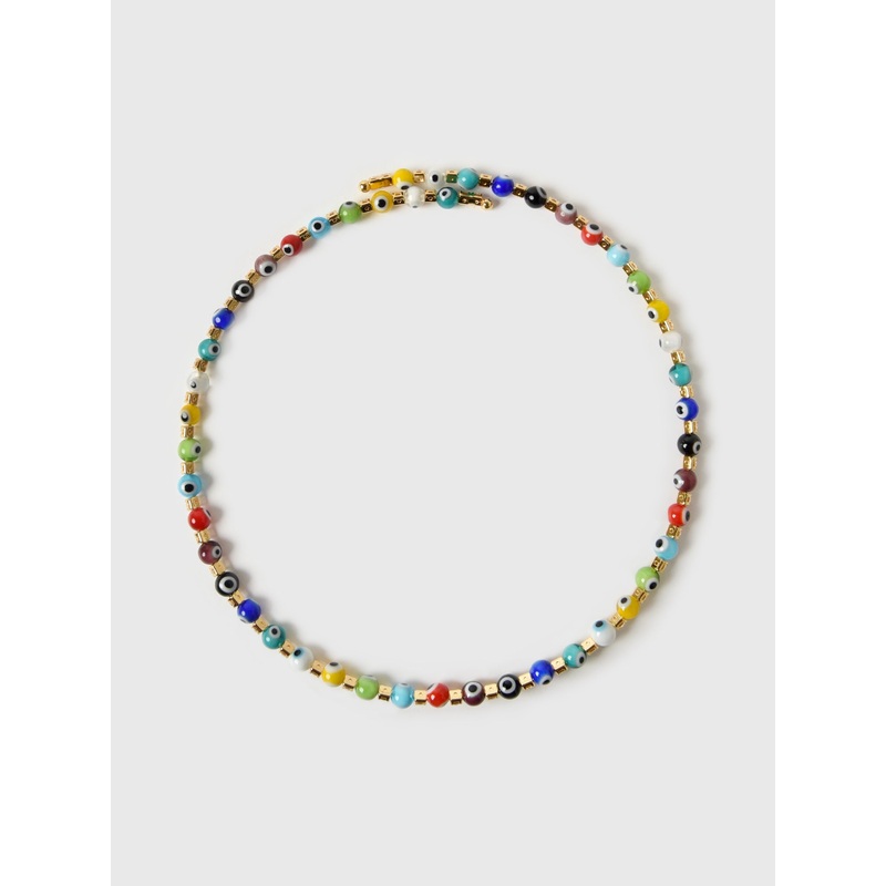 Crystal Haze Rainbow Evil Eye Torque Necklace