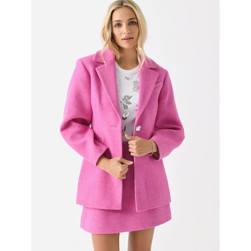 GANNI Women’s Twill Wool Suiting Fitted Blazer