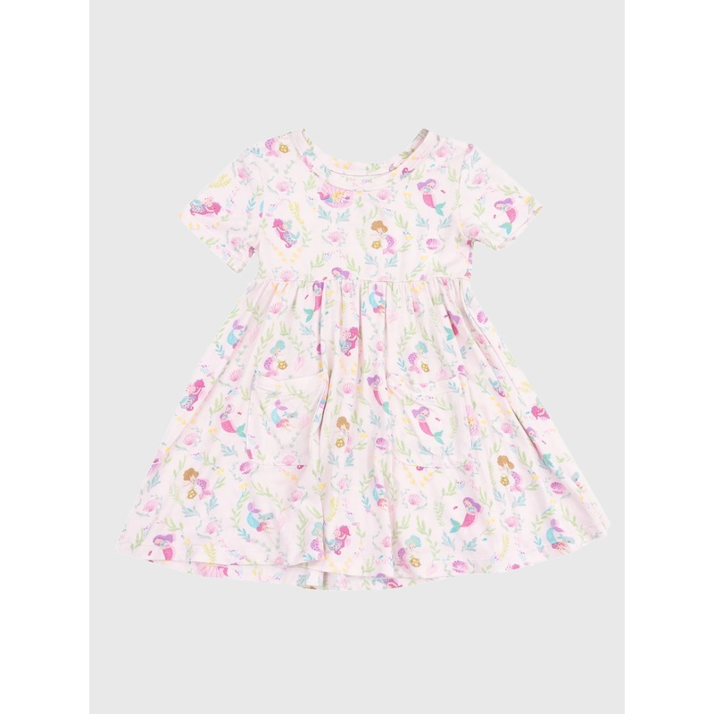 Angel Dear Girls’ Mermaids Short Sleeve Twirly Dress