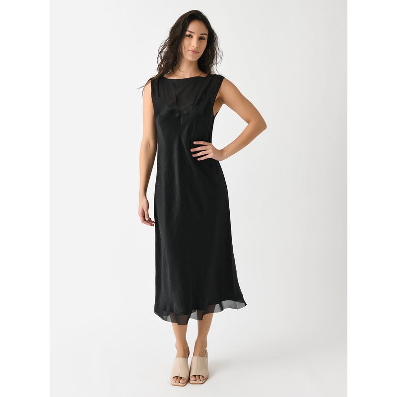 Vince Women’s Chiffon-Layered Satin Slip Dress