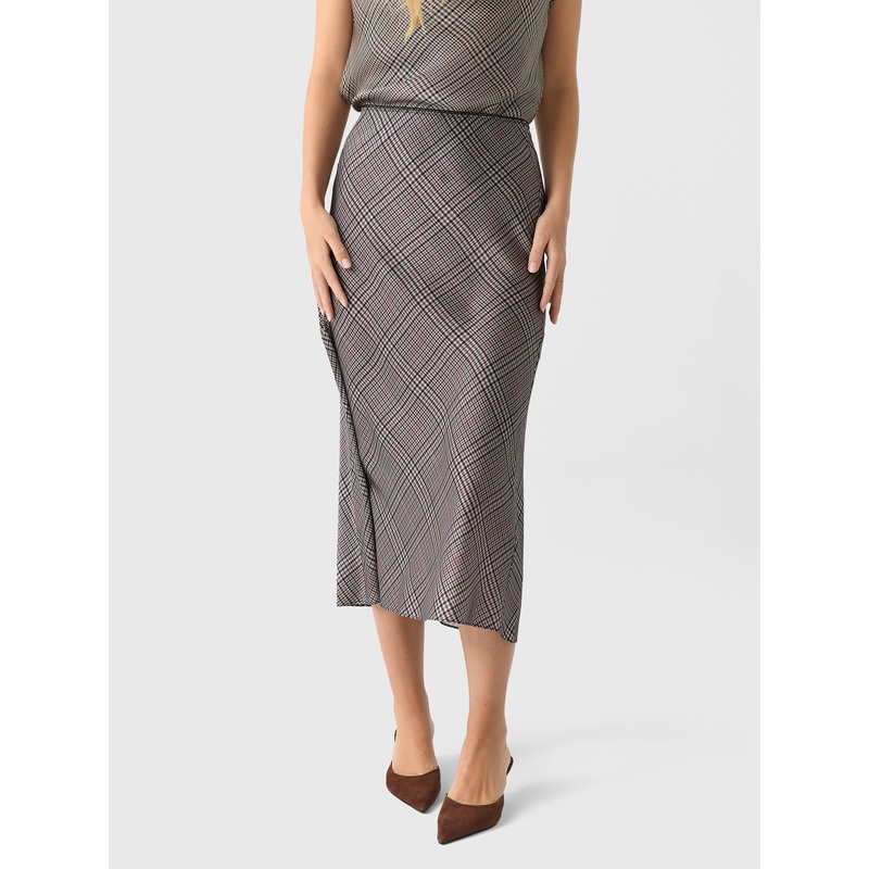 Vince Women’s Pressed Plaid Shaped Hem Skirt