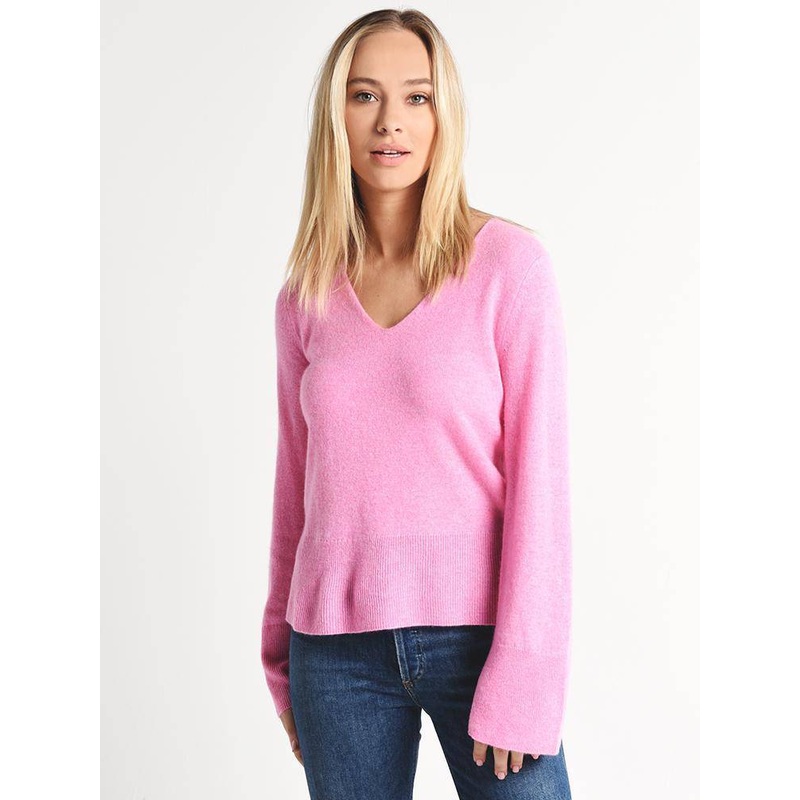 White+Warren Cashmere Slit Sleeve V Neck