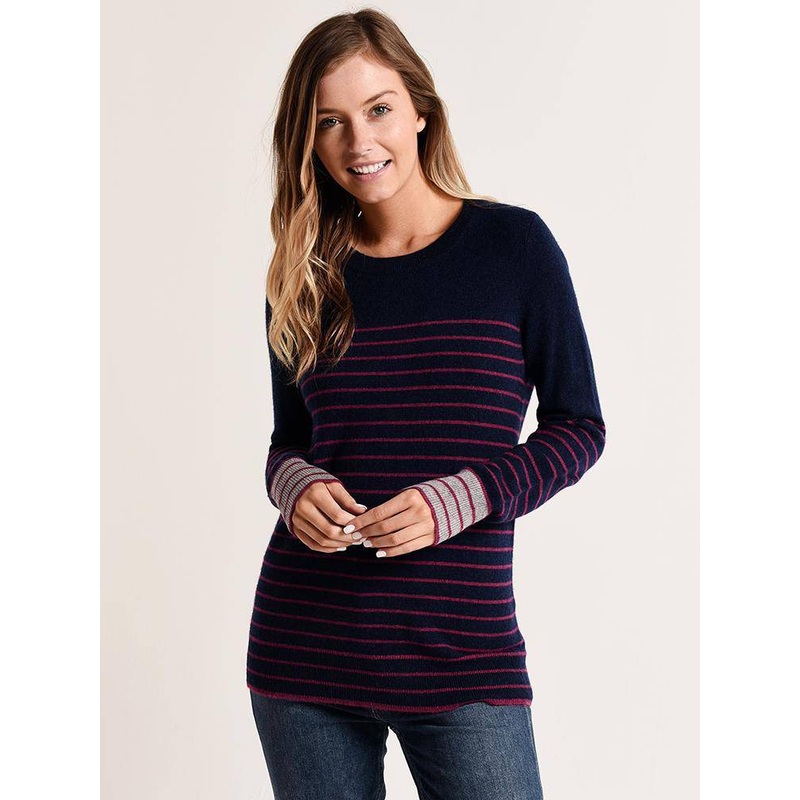 White + Warren Essential Stripe Crewneck Sweater