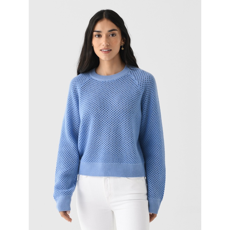 White + Warren Women’s Cashmere Mesh Sweatshirt