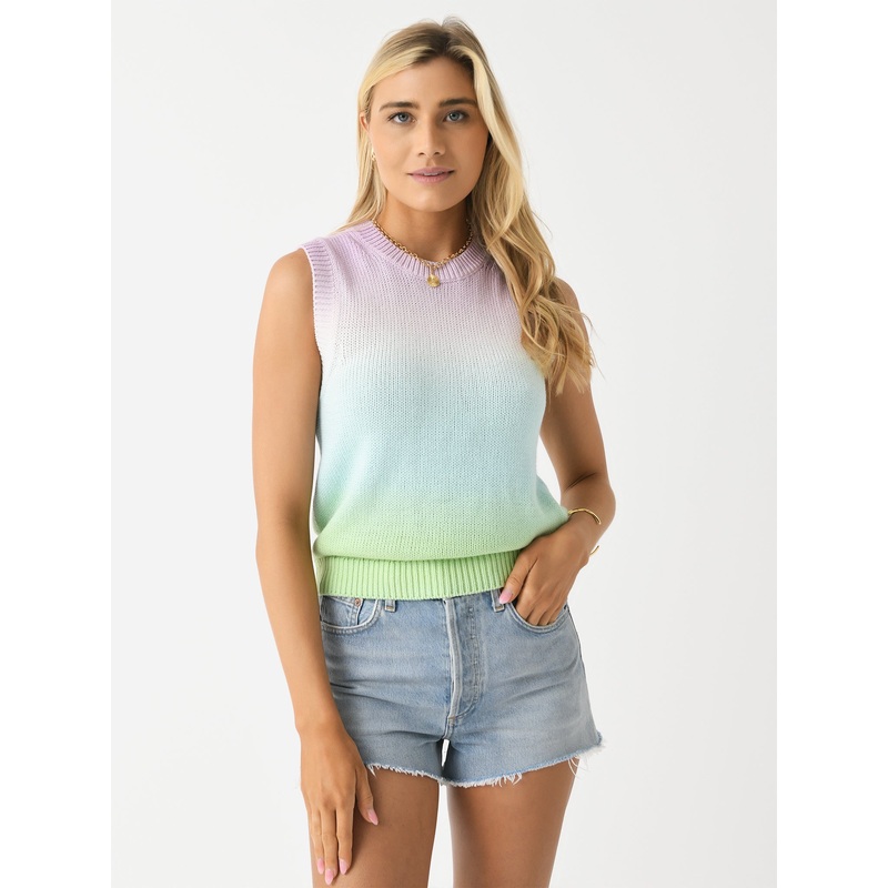 White + Warren Women’s Cotton Linen Dip Dye Shell