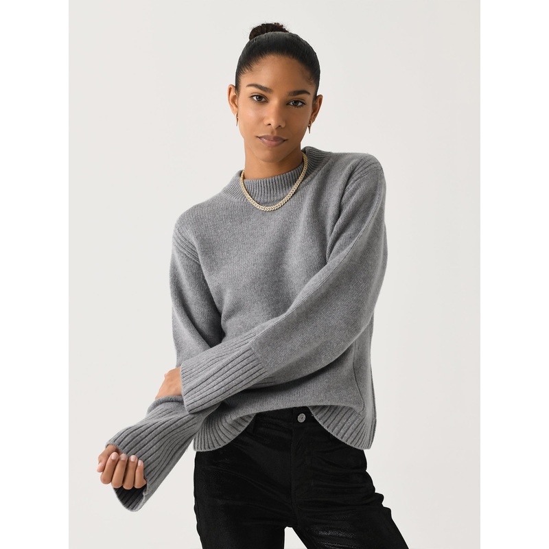 White + Warren Women’s Merino Cashmere Waisted Crewneck