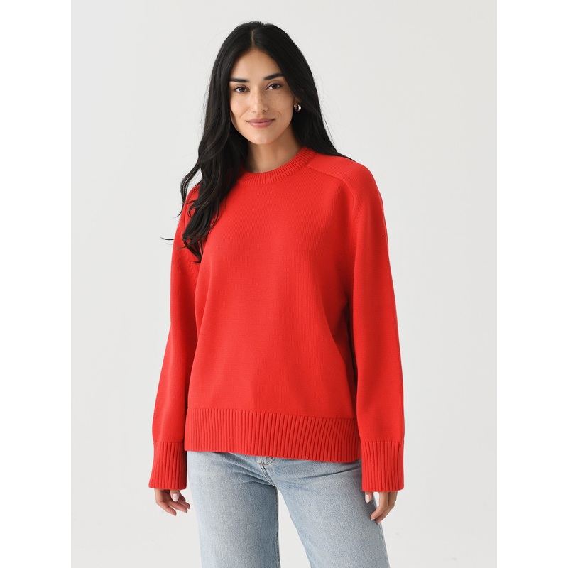 White + Warren Women’s Organic Cotton Saddle Sleeve Crewneck
