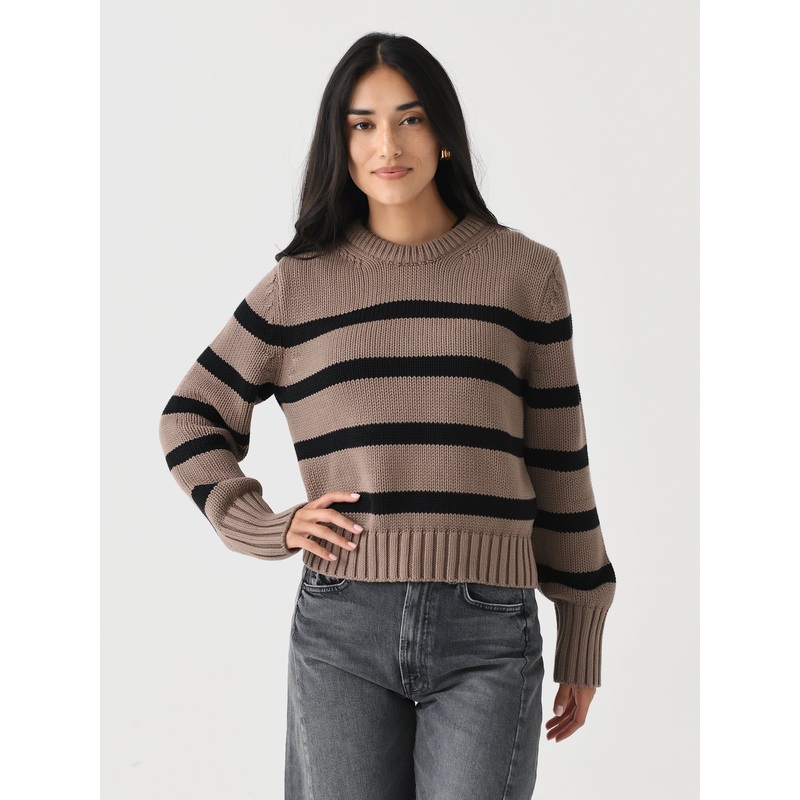 White + Warren Women’s Organic Cotton Striped Crewneck