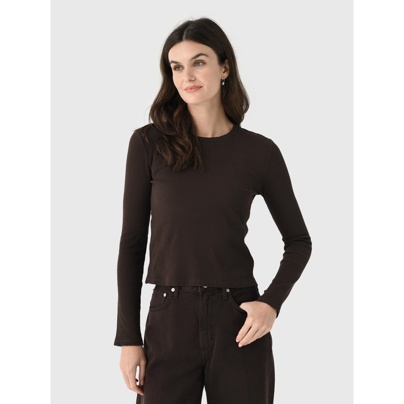 AMO Women’s Slim Rib Tee|XS|S|M|L|ESPRESSO