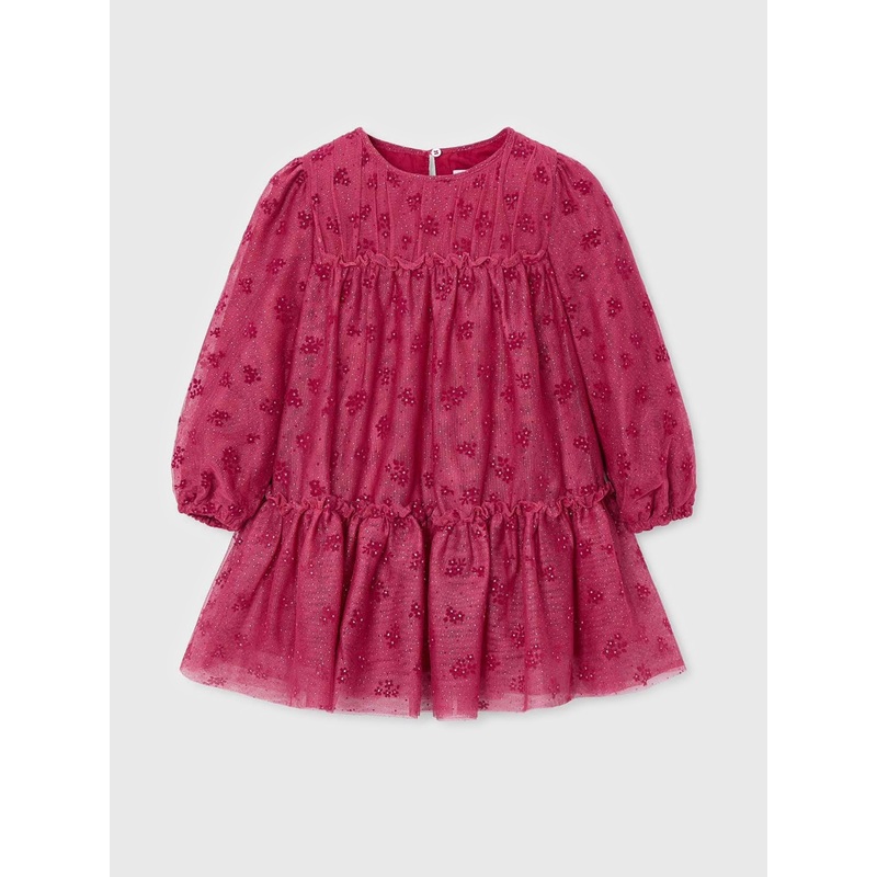 Mayoral Girls’ Tulle Dress|3|4|5|6|7|8|9|CHERRY