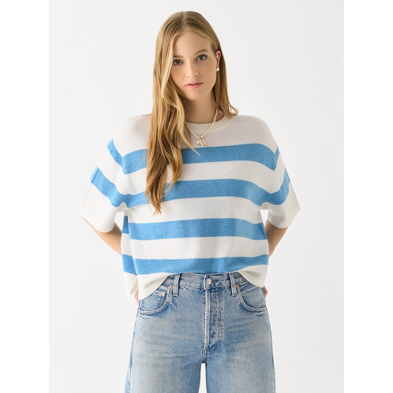 White + Warren Women’s Cashmere Striped Easy Tee