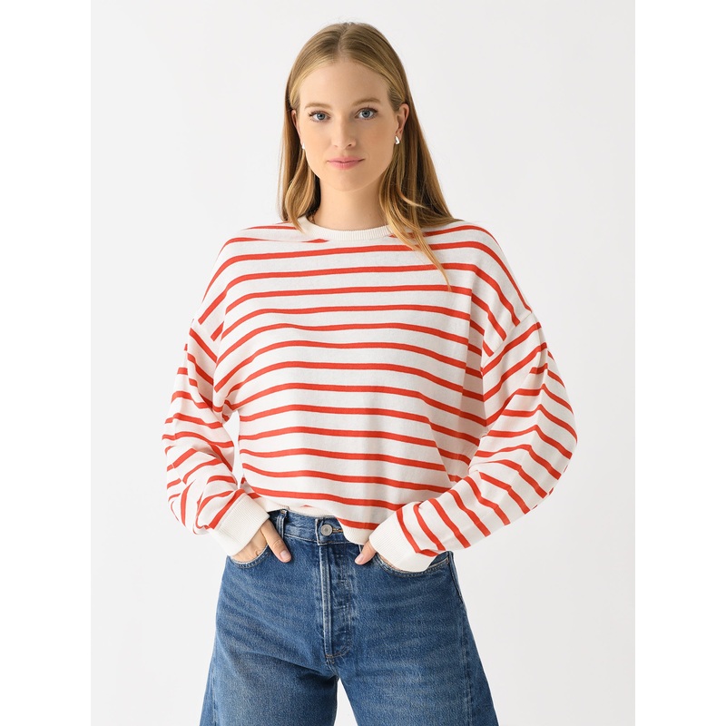White + Warren Women’s Cotton Blend Drop Shoulder Sweater