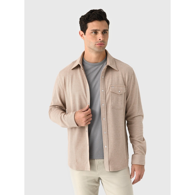 Criquet Men’s Chill Knit Pearl Snap Twill Shirt
