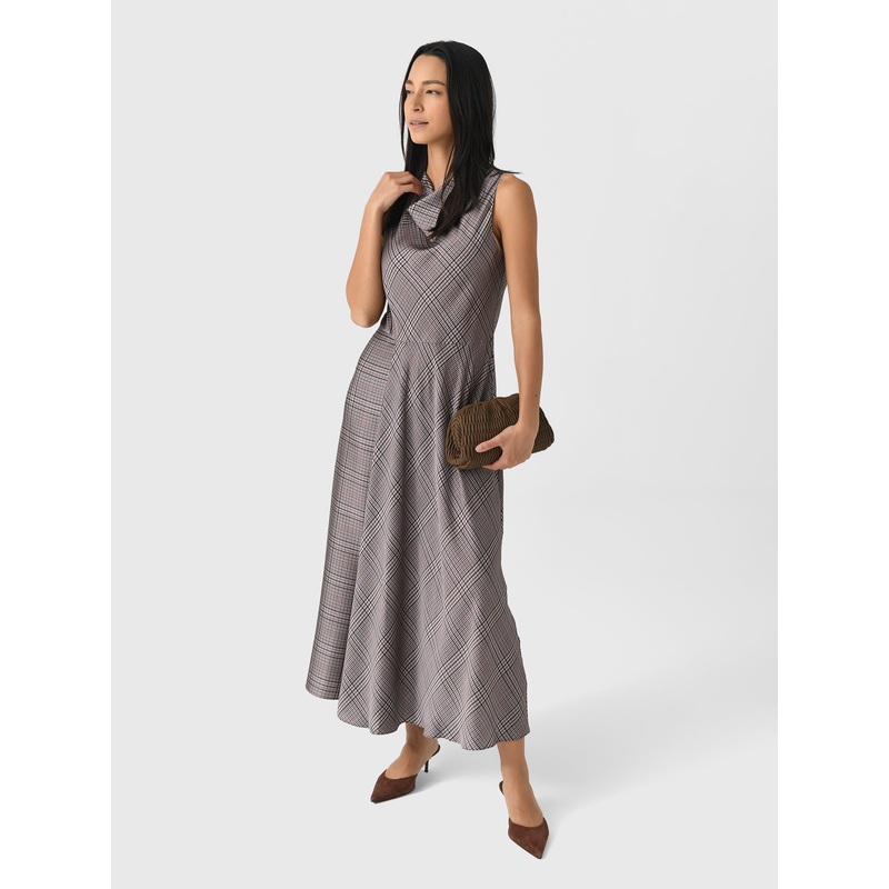 Vince Women’s Pressed Plaid Cowl-Neck Dress