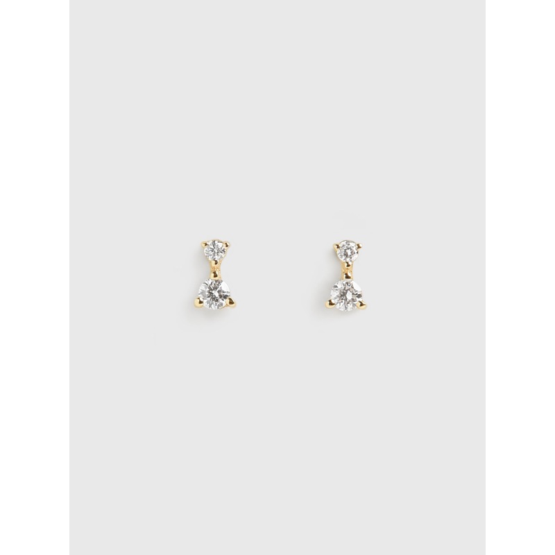 S. Bell Mini Double Diamond Solitaire Stud Earrings