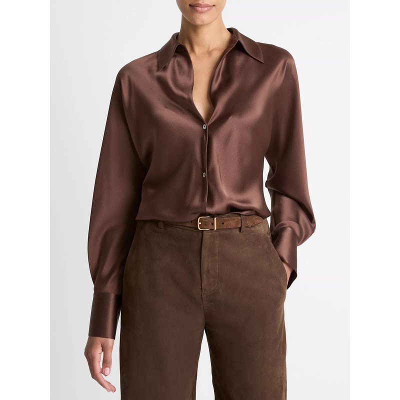 Vince Women’s Silk Bias Long-Sleeve Blouse