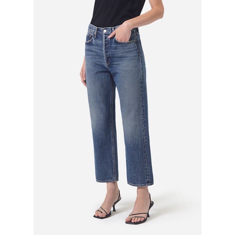 Agolde Women’s 90s Crop Mid Rise Loose Straight Jean