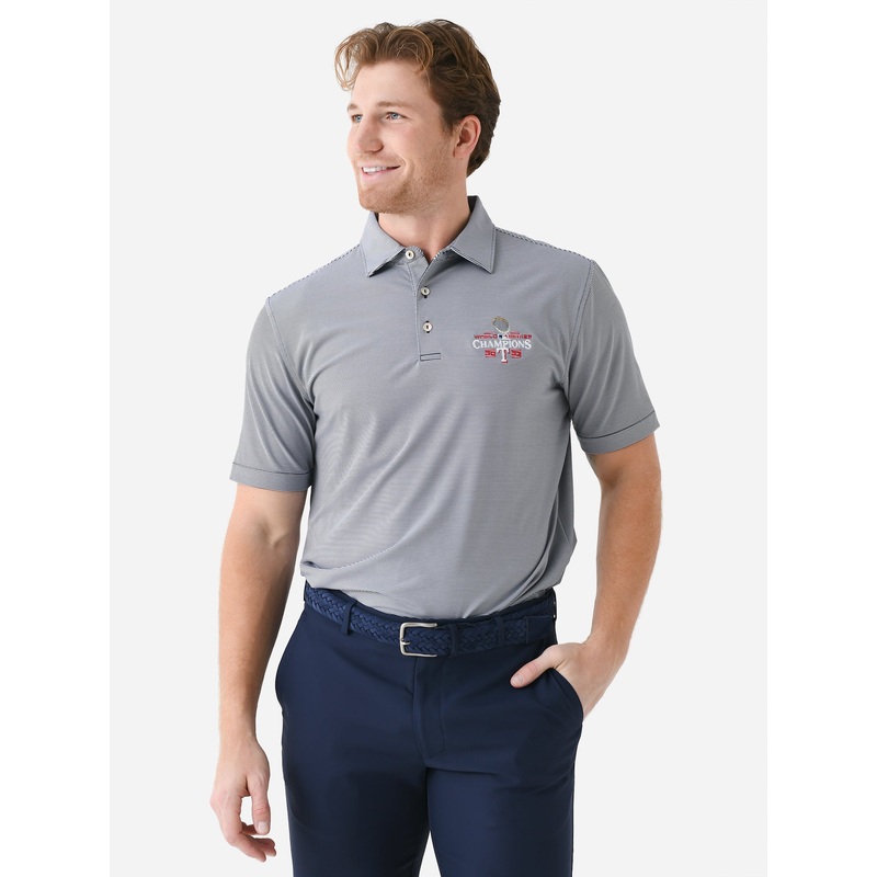 Peter Millar Major League Baseball Men’s Texas Rangers World Series Jubilee Stripe Performance Polo