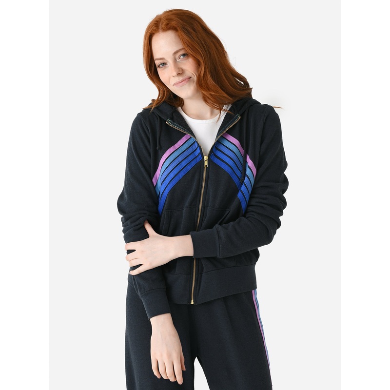 Aviator Nation Women’s Mountain Stitch Chevron Zip Hoodie