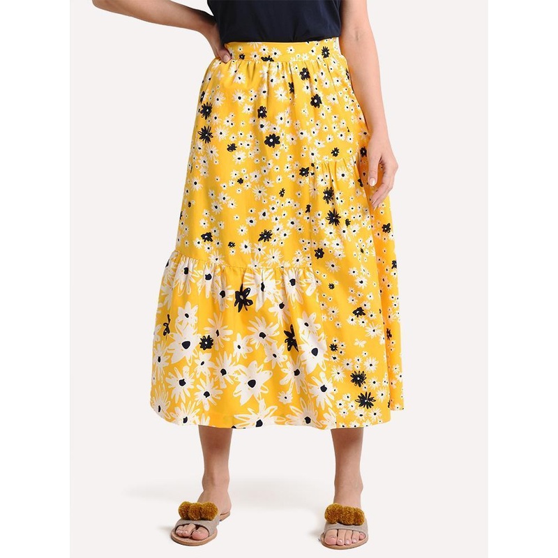 Chinti + Parker Women’s Cotton Silk Floral Skirt