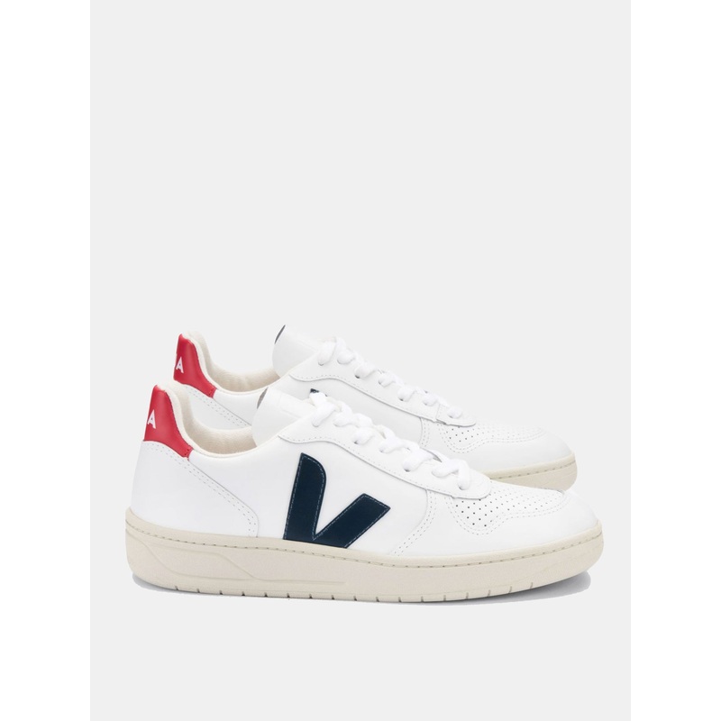 VEJA Men’s V-10 Sneaker|43|EXTA WHITE/NAUTICO PEKIN