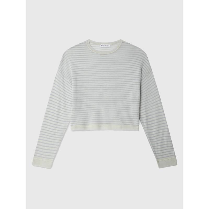 White + Warren Women’s Superfine Cashmere Striped Sweatshirt