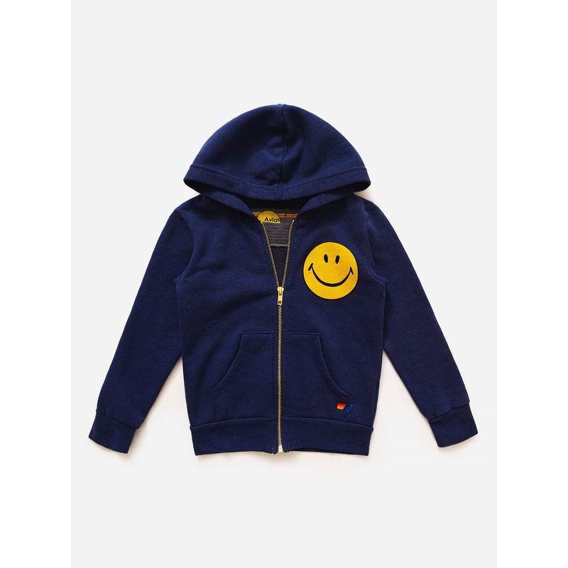 Aviator Nation Kids’ Smiley Print Zip Hoodie