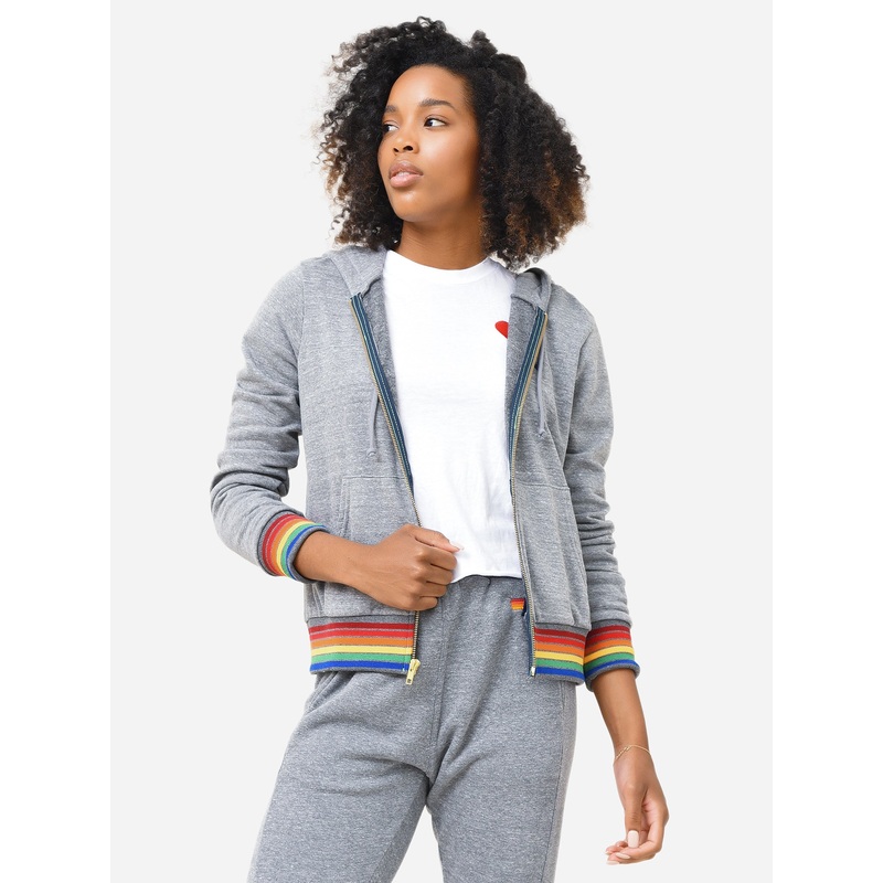 Aviator Nation Women’s Rainbow Rib Zip Hoodie