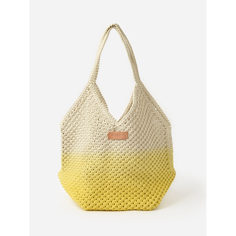 Vanessa Bruno Panier Tote Bag|O/S|BLANC/JAUNE FLUO