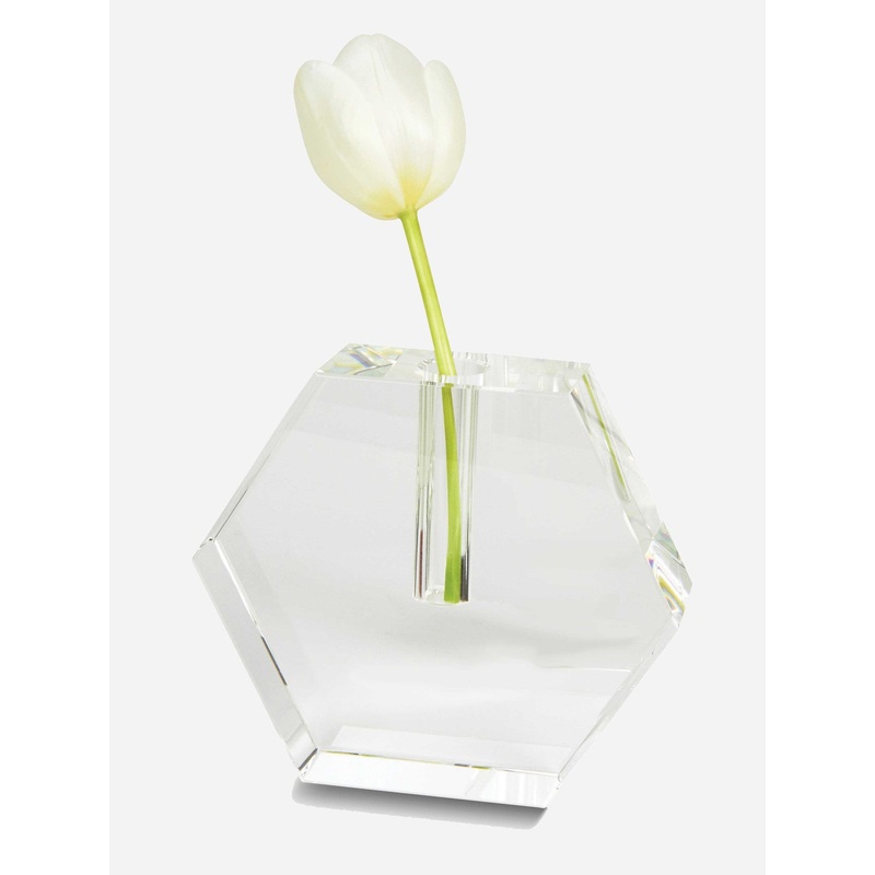 TIZO Small Crystal Hexagon Flat Bud Vase