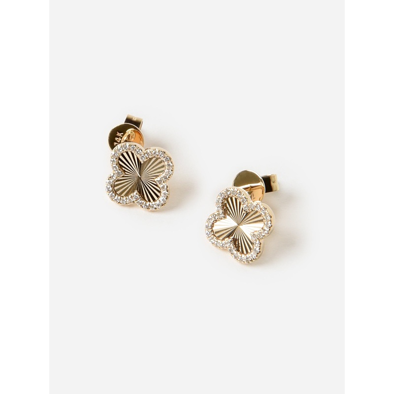 Francie B. Diamond Clover Stud Earrings