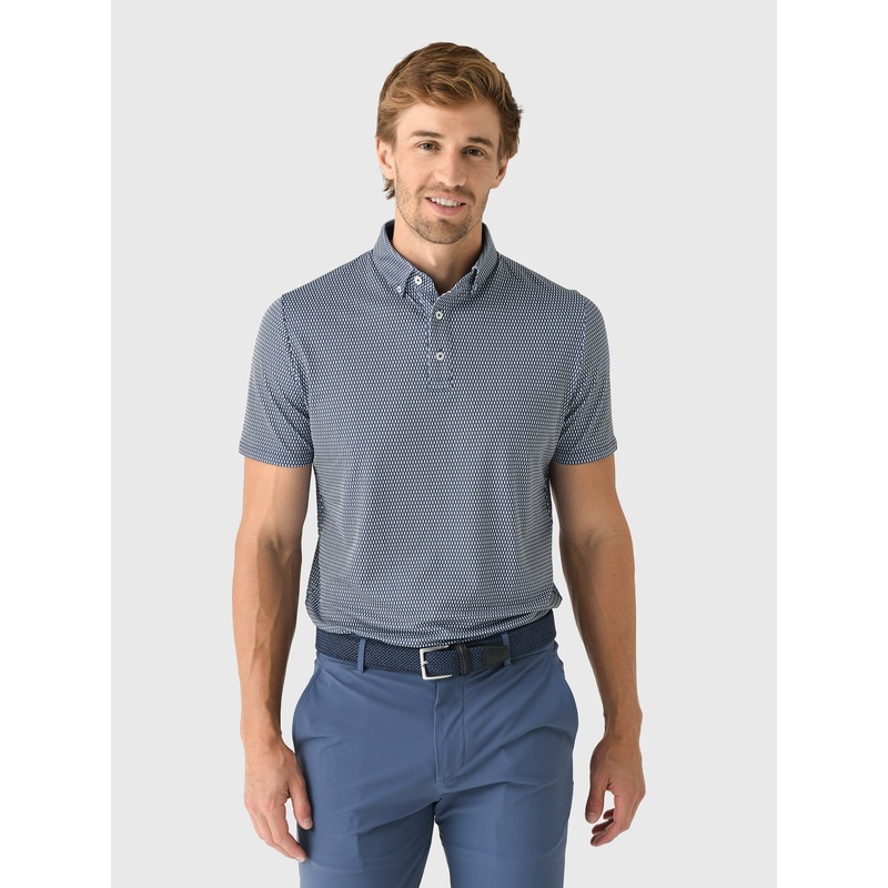 KJUS Men’s Lance Printed Polo|48|50|52|54|56|58|ATLANTA BLUE/WHITE|WHITE/ATLANTA BLUE
