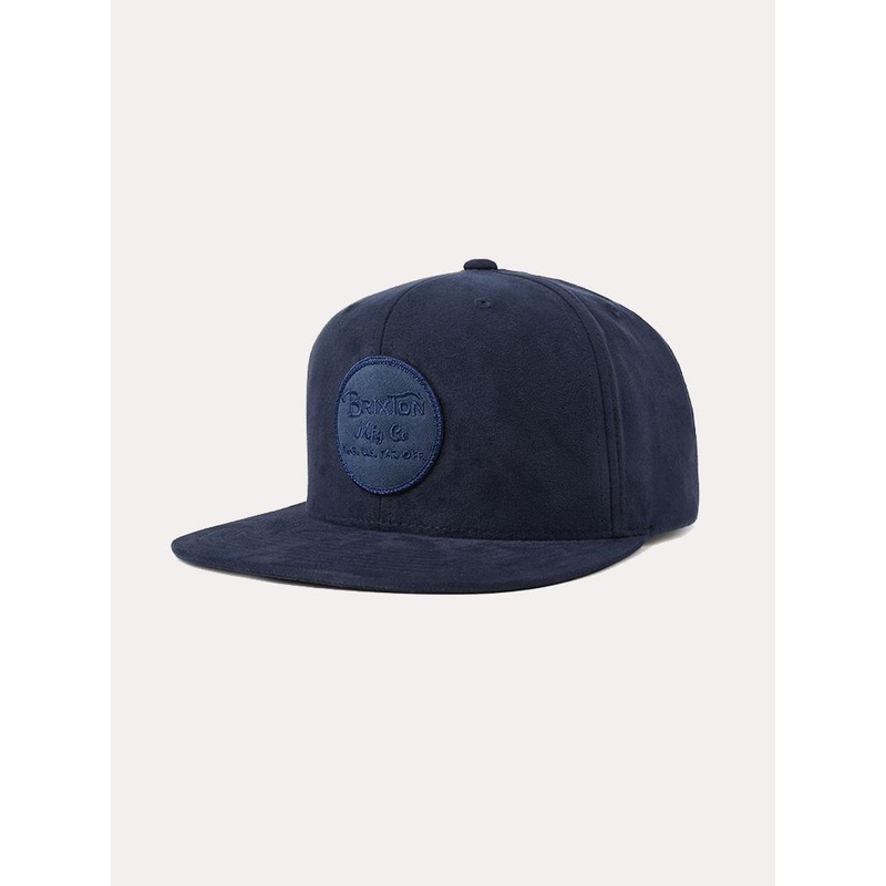Brixton Wheeler Snapback Hat|O/S|NAVY SUEDE