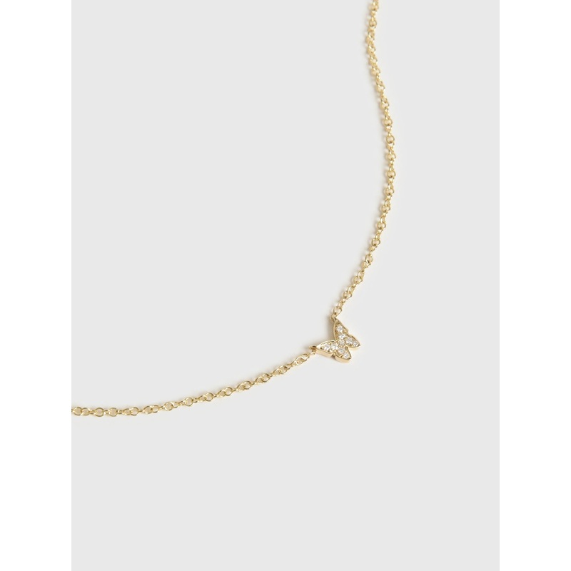 EF Collection Diamond Baby Butterfly Necklace
