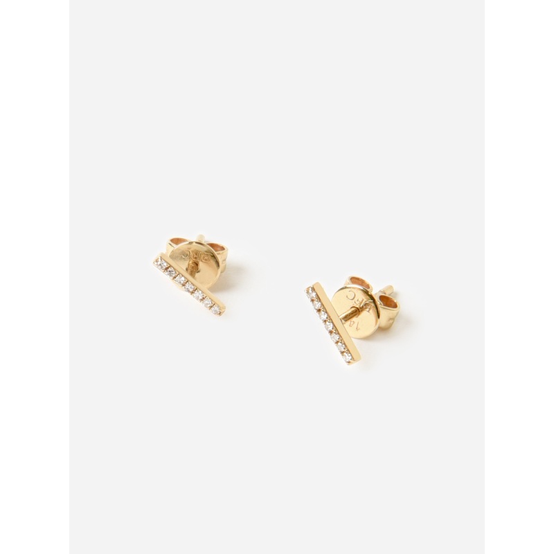 EF Collection Diamond Bar Stud Earrings