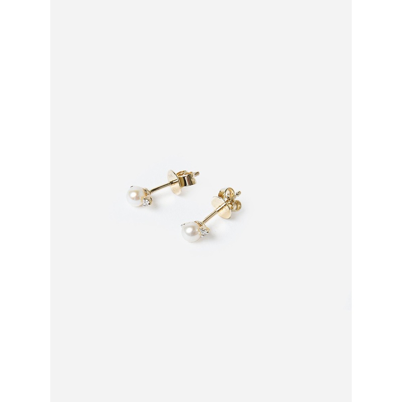 EF Collection Diamond + Pearl Stud Earrings