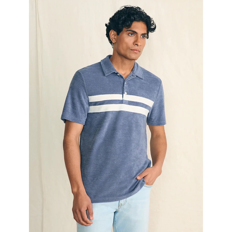 Faherty Brand Men’s Cabana Towel Terry Surf Stripe Polo