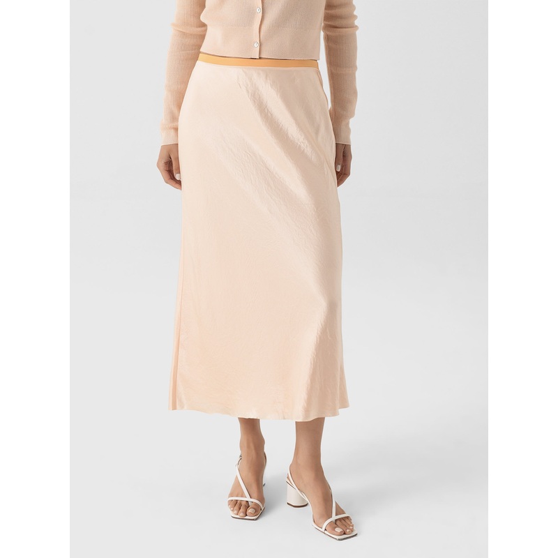 Vince Women’s Contrast-Waistband Satin Bias Skirt