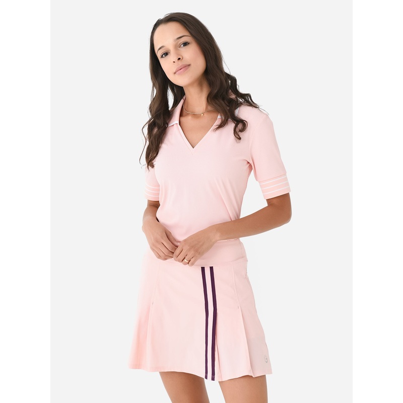 Foray Golf Women’s V-Neck Short Sleeve Rib Polo