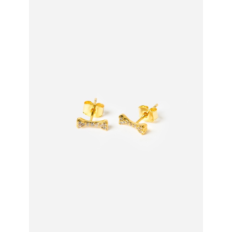 TAI Women’s Pav Cubic Zirconia Dog Bone Stud Earrings