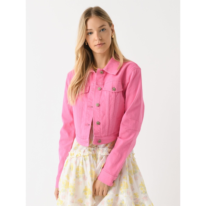 LoveShackFancy Women’s Paltro Cropped Corset Denim Jacket