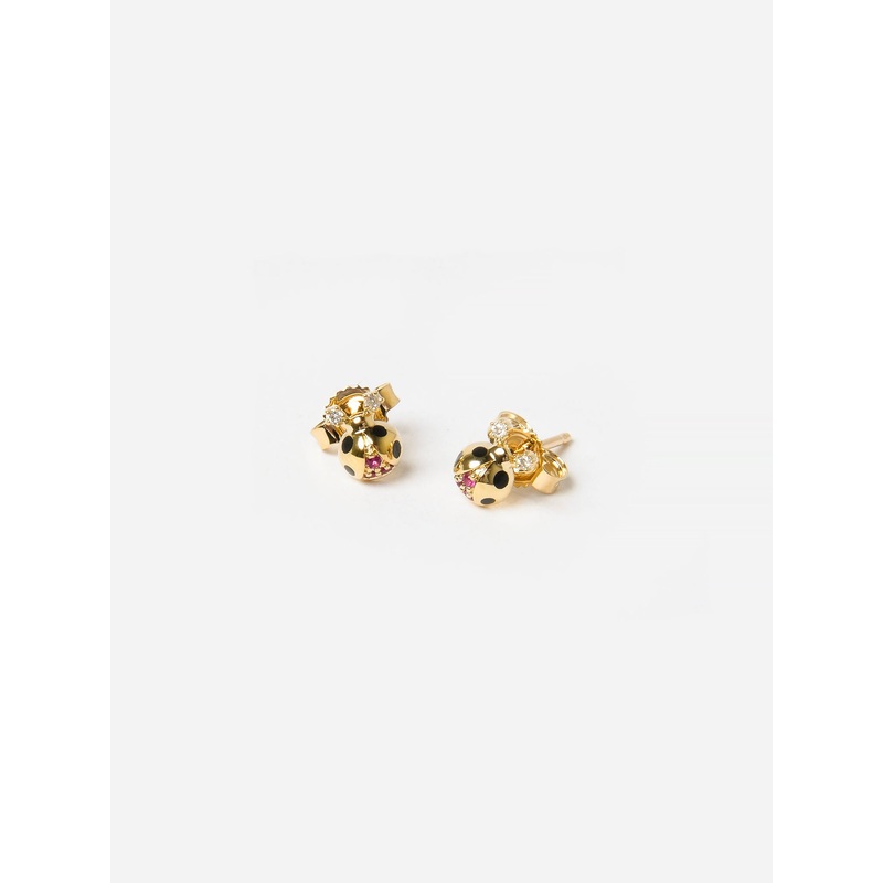 Adina Reyter Women’s Ruby Diamond Ceramic Ladybug Stud Earrings