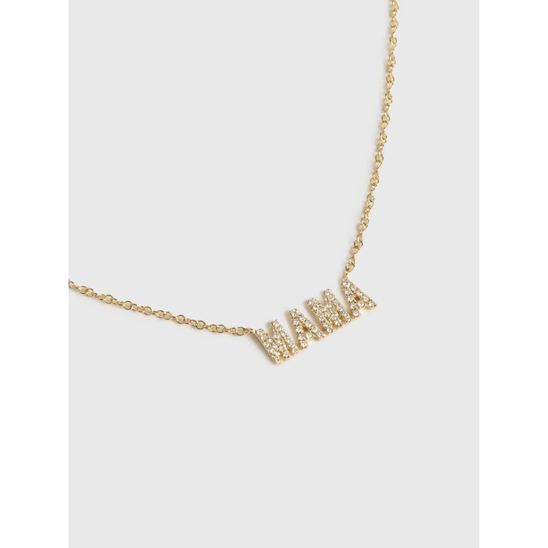 EF Collection Diamond Block Mama Necklace