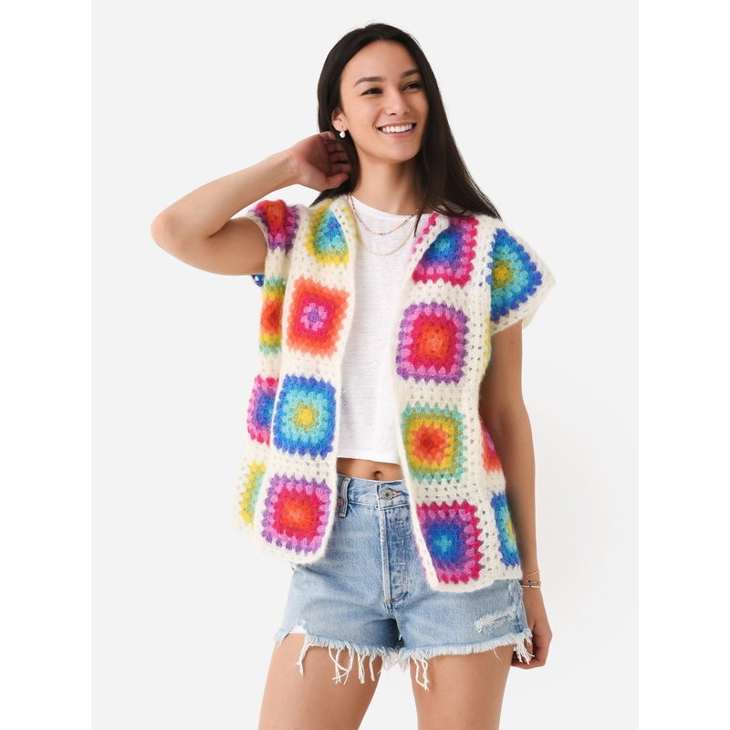 Rose Carmine Women’s Sleeveless Patchwork Little Jacket